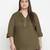 Refreshing solid khaki plus size women top