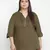 Refreshing solid khaki plus size women top