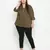 Refreshing solid khaki plus size women top