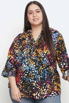 Band of colors plus size women casual top