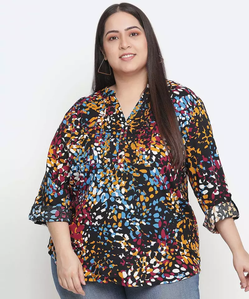 Band of colors plus size women casual top