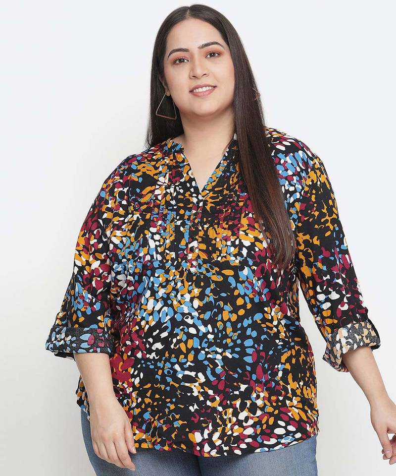Band of colors plus size women casual top