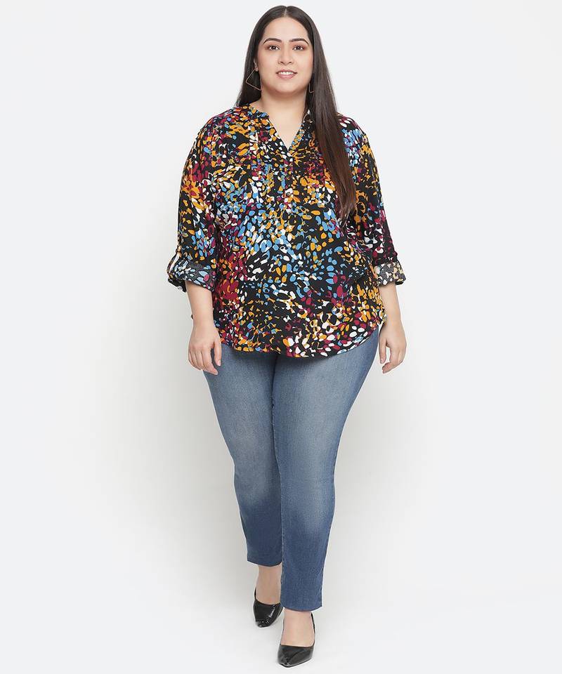 Band of colors plus size women casual top