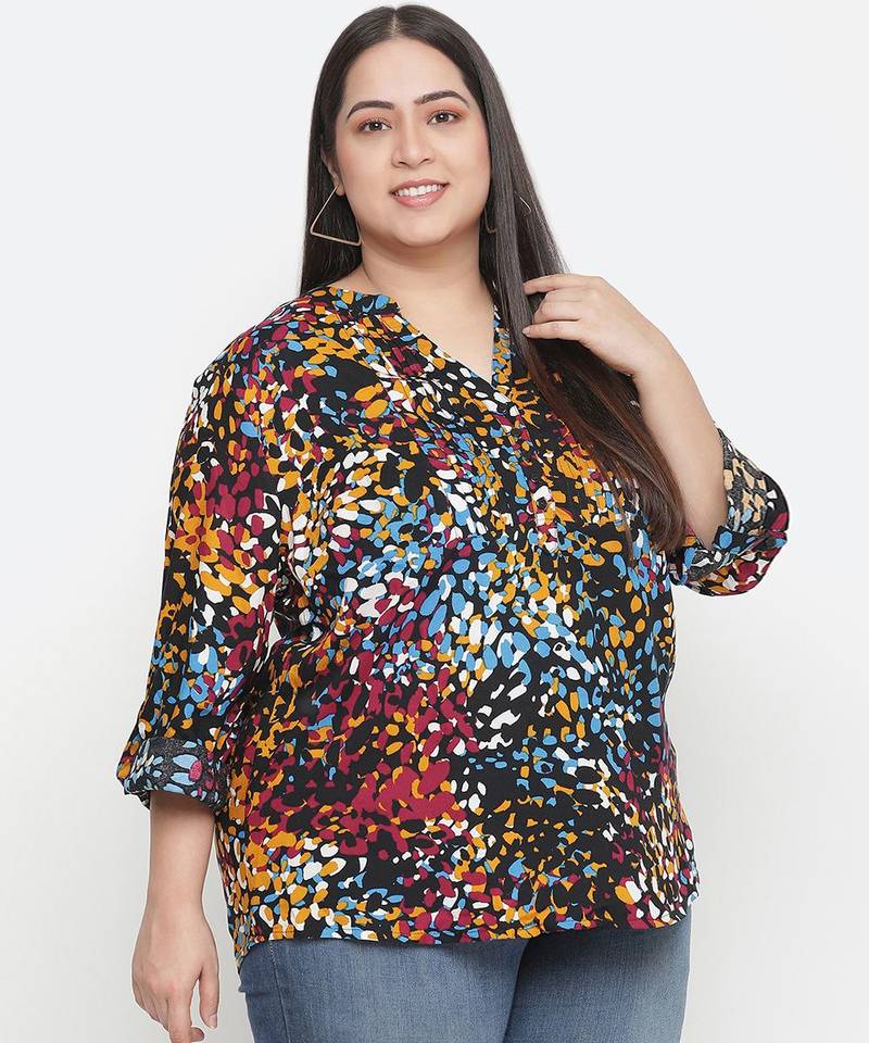 Band of colors plus size women casual top