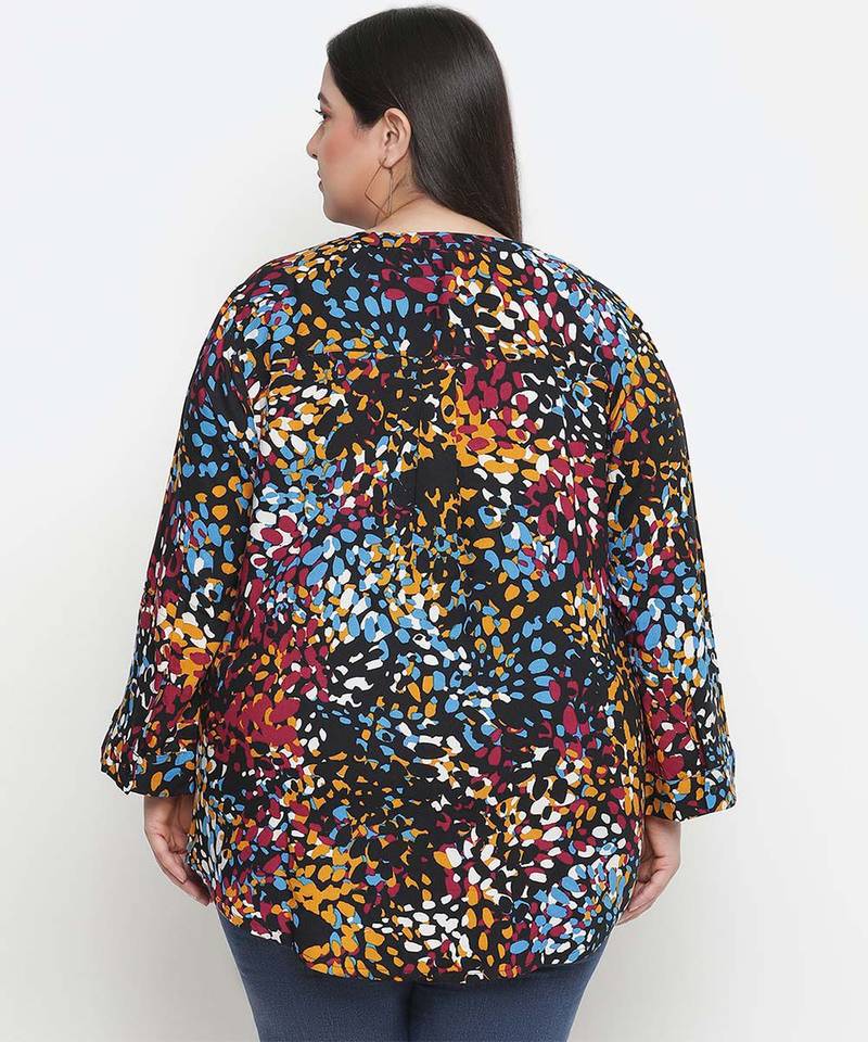 Band of colors plus size women casual top