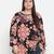 Zig zag floral print trendy plus size women top