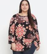 Zig zag floral print trendy plus size women top