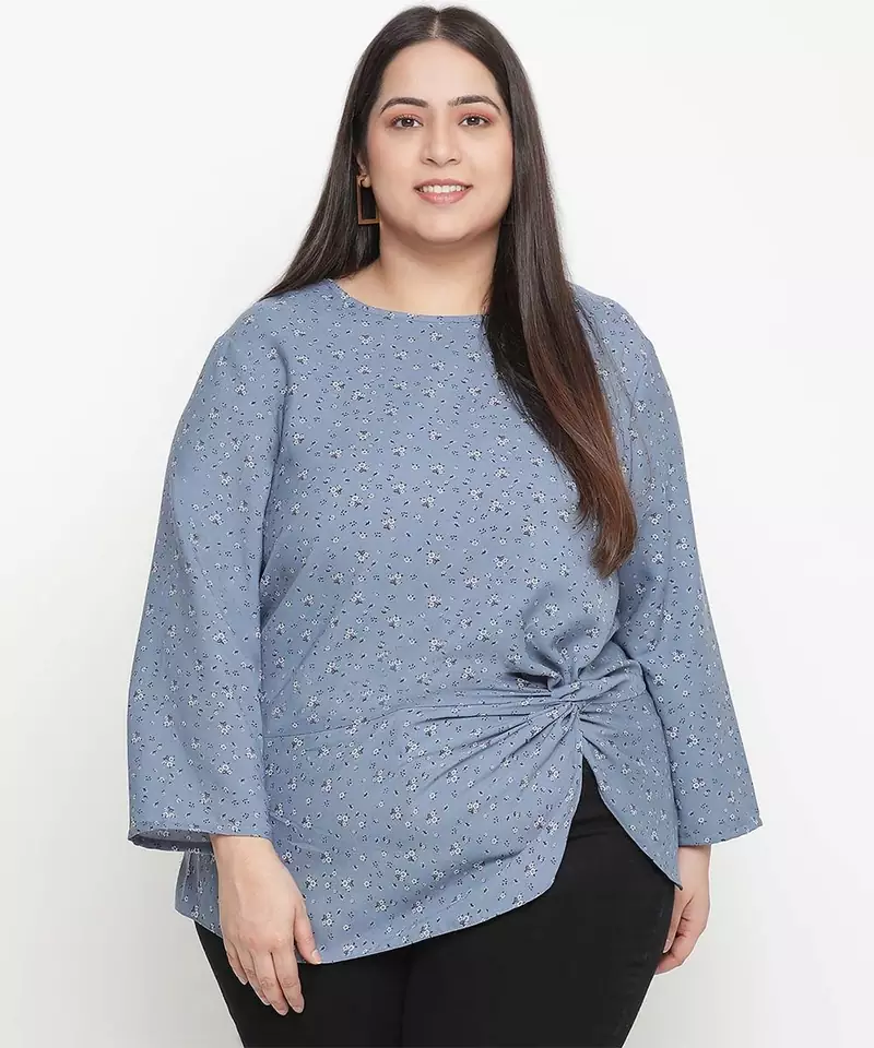 Galaxy grey floral print plus size women top