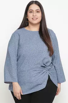 Galaxy grey floral print plus size women top