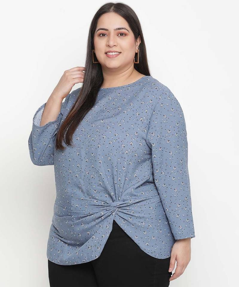 Galaxy grey floral print plus size women top