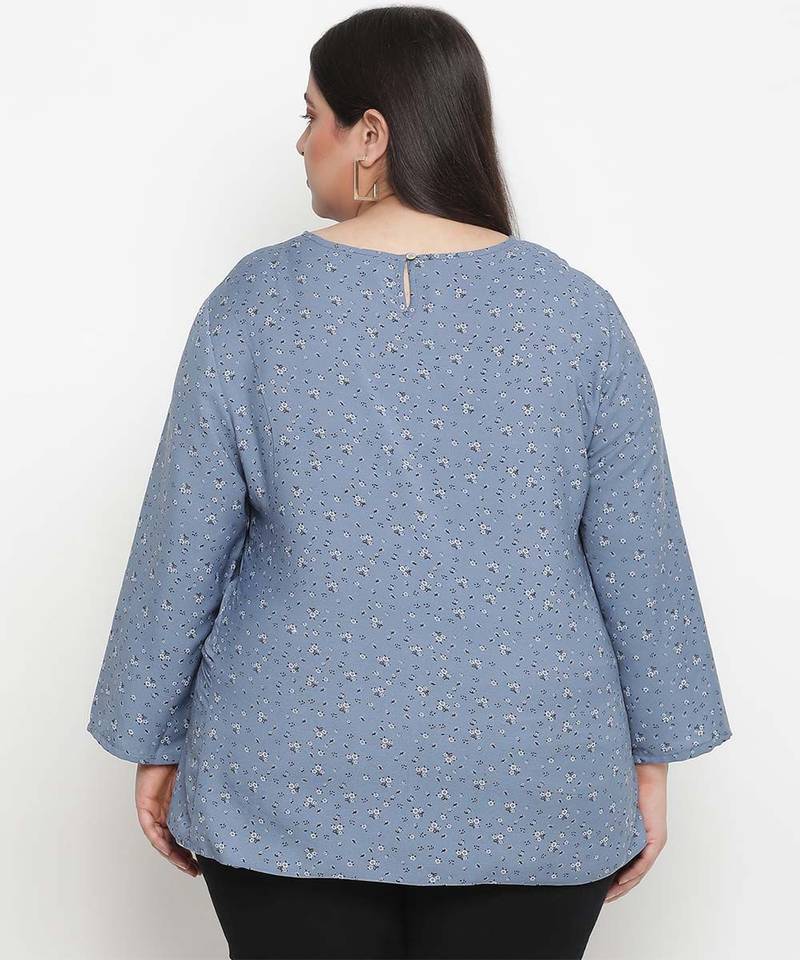 Galaxy grey floral print plus size women top