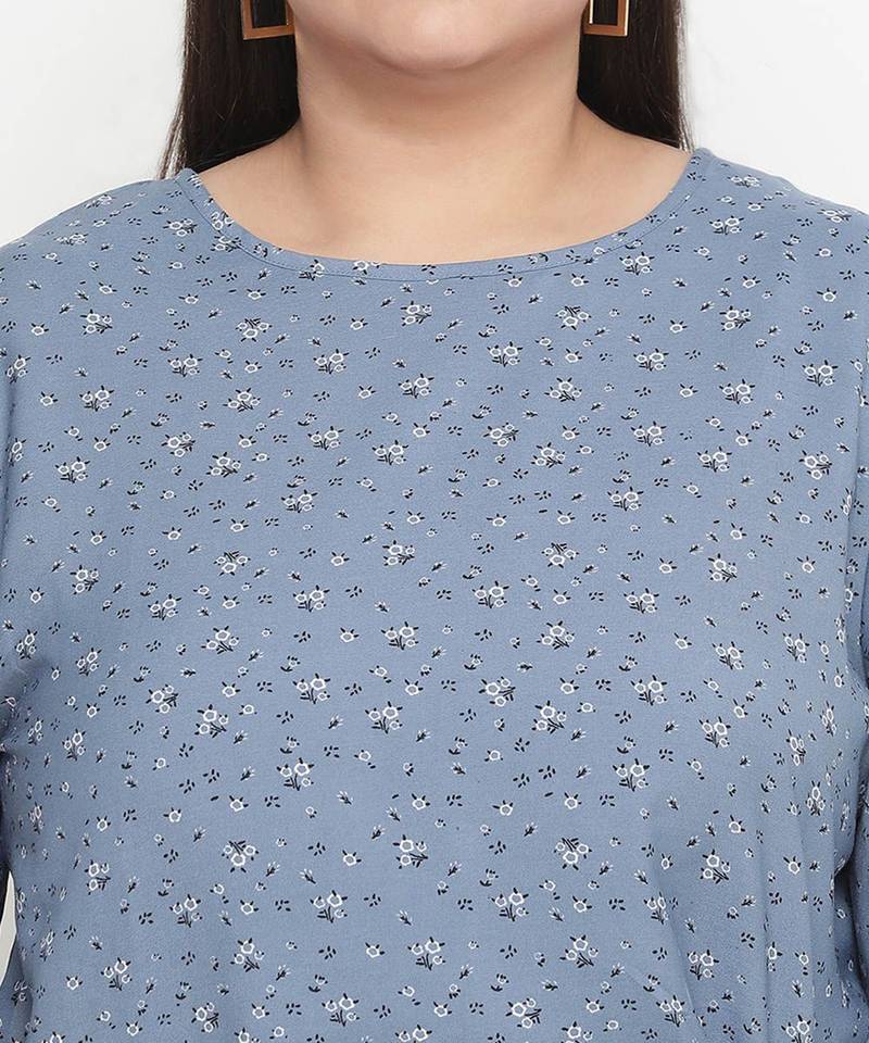 Galaxy grey floral print plus size women top