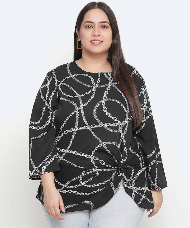 Chain nest fashionable print plus size women top