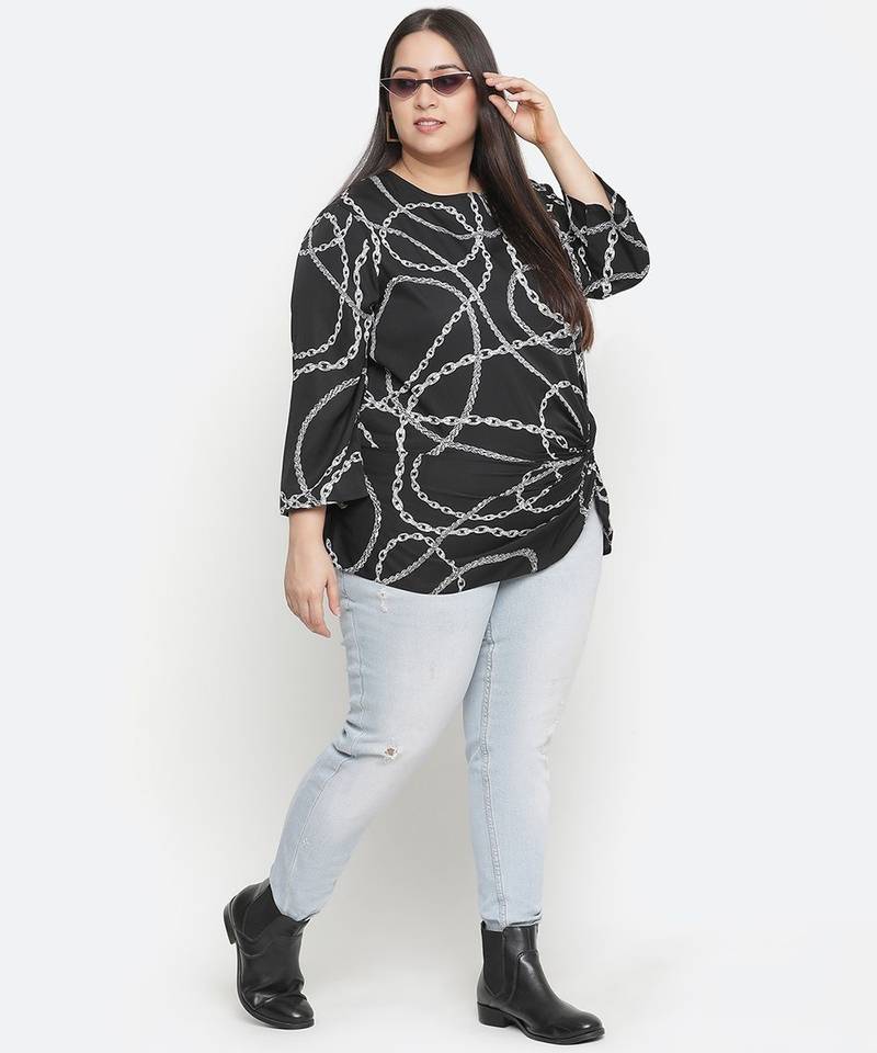 Chain nest fashionable print plus size women top