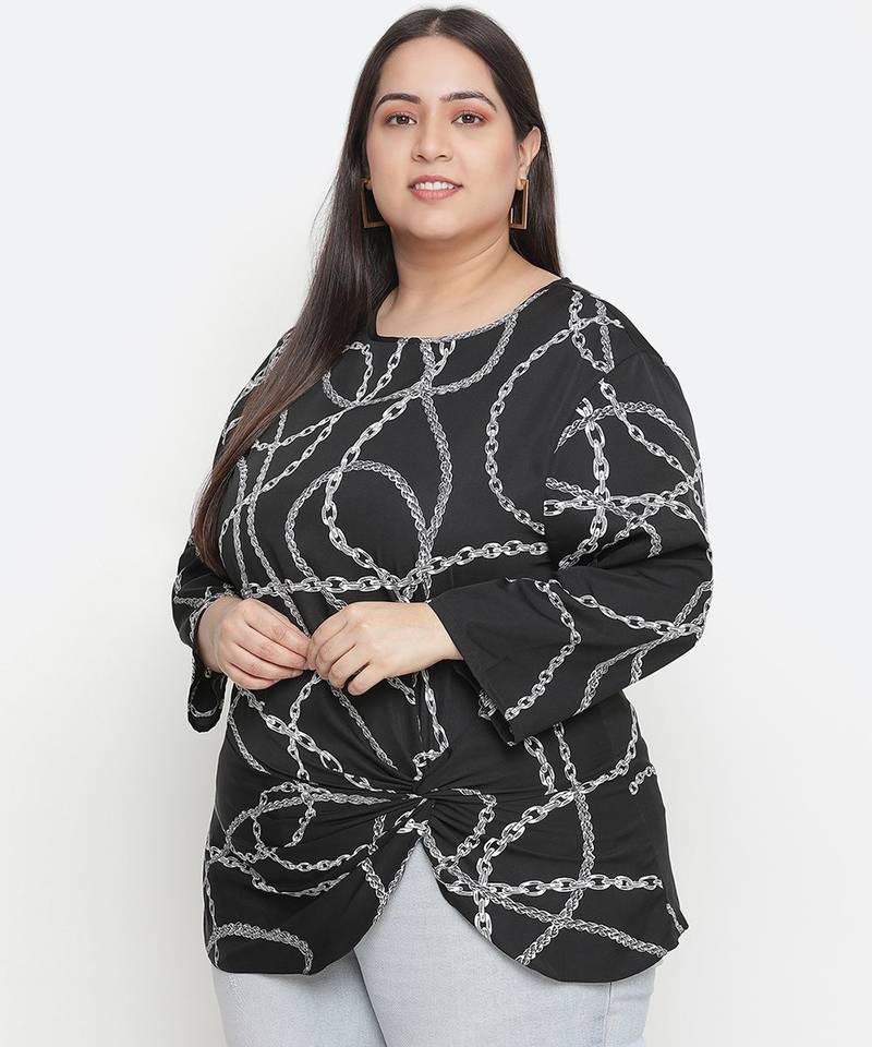 Chain nest fashionable print plus size women top