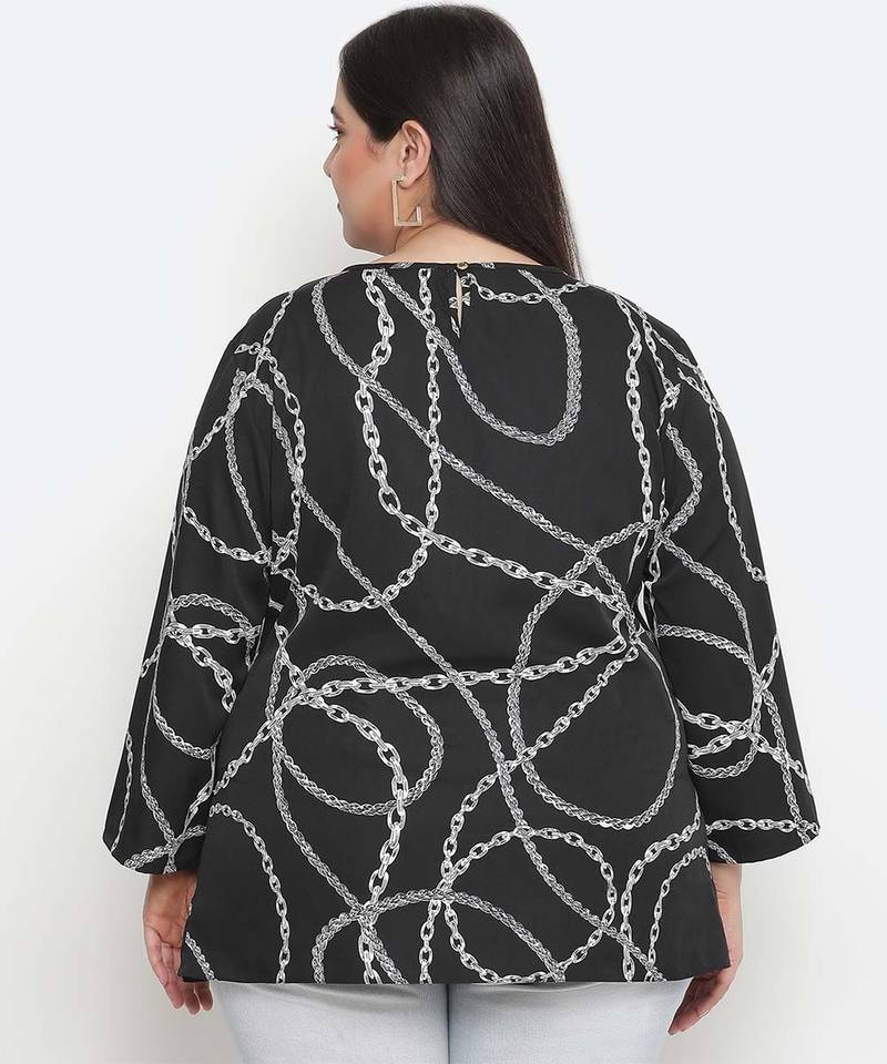 Chain nest fashionable print plus size women top