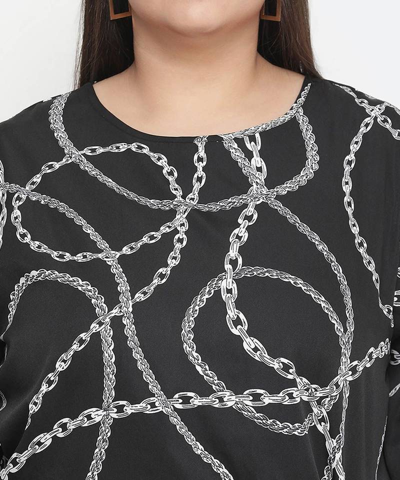 Chain nest fashionable print plus size women top