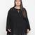 Black dobby print elegant plus size women top