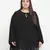 Black dobby print elegant plus size women top
