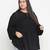 Black dobby print elegant plus size women top