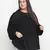 Black dobby print elegant plus size women top