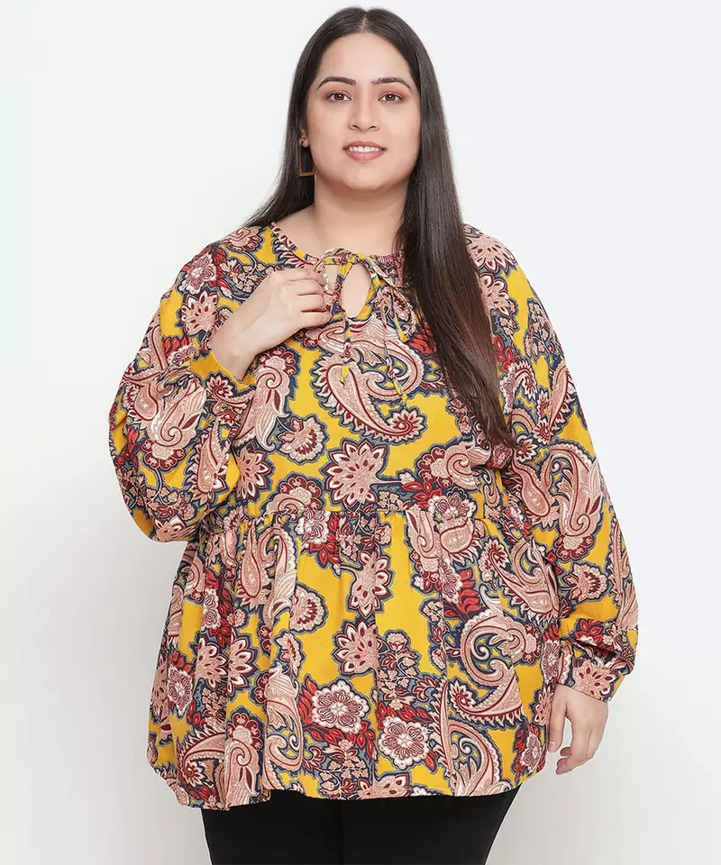 Abstarct print elegant plus size women top