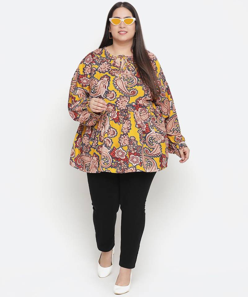 Abstarct print elegant plus size women top