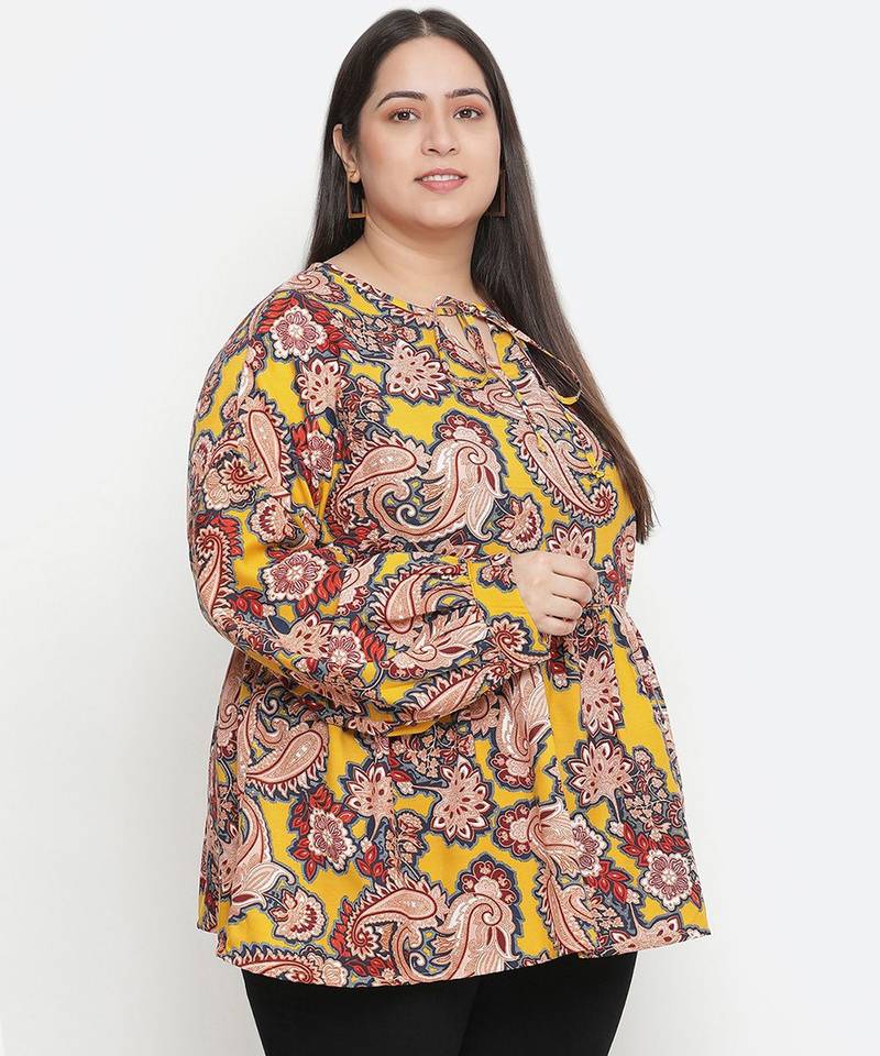 Abstarct print elegant plus size women top
