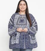 Alive Blue tropical print plus size women top