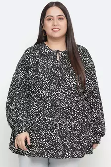 Dope black floral print plus szie women top