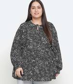 Dope black floral print plus szie women top