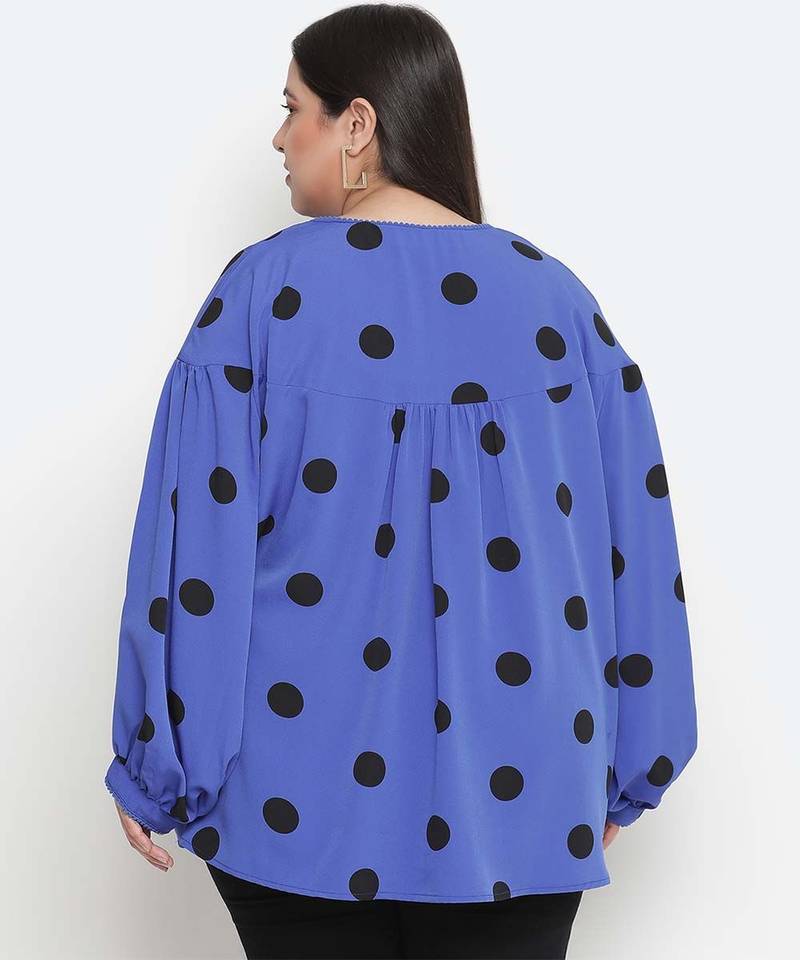 Blaze blue polka print plus size women top