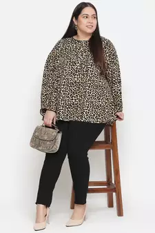 Leopard print plus size women top