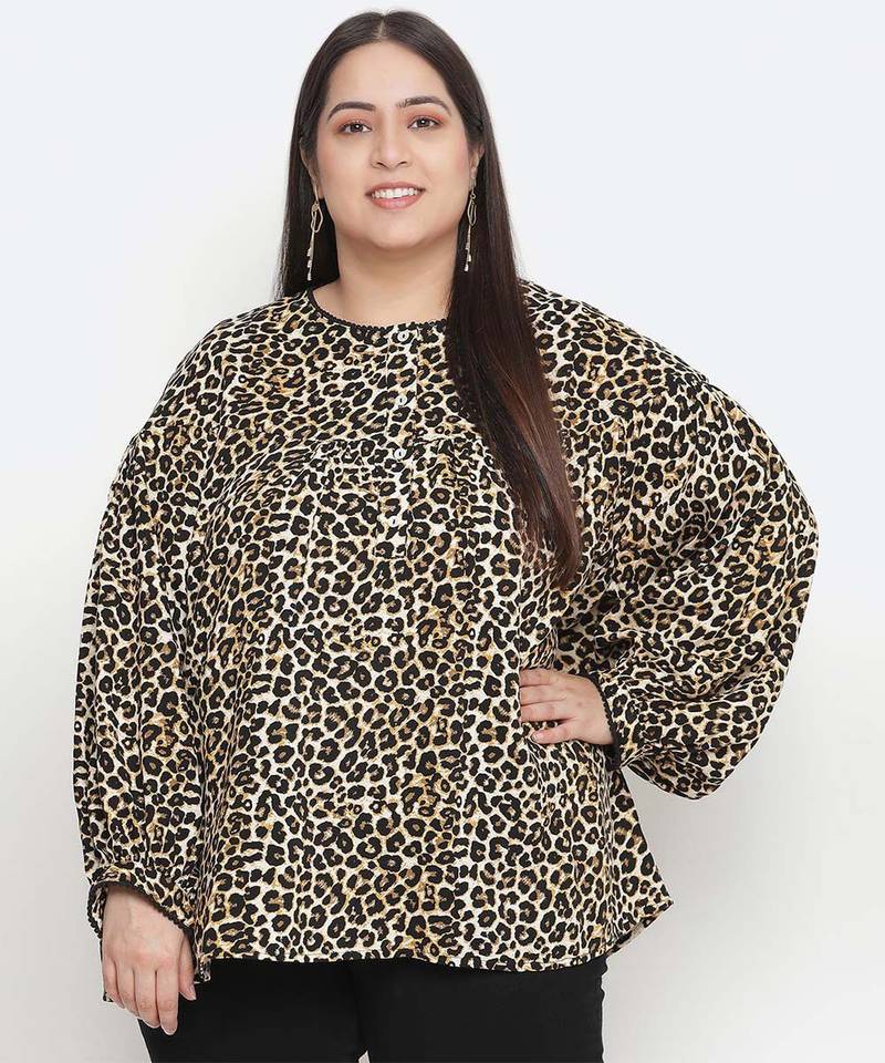 Leopard print plus size women top