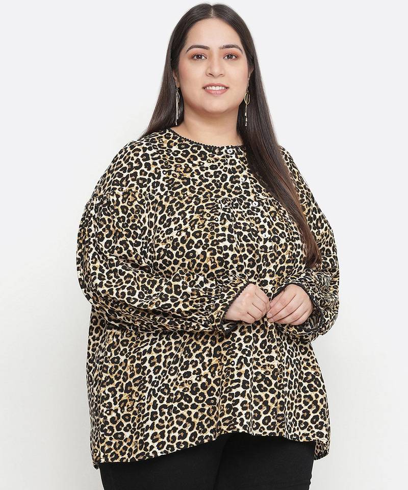 Leopard print plus size women top