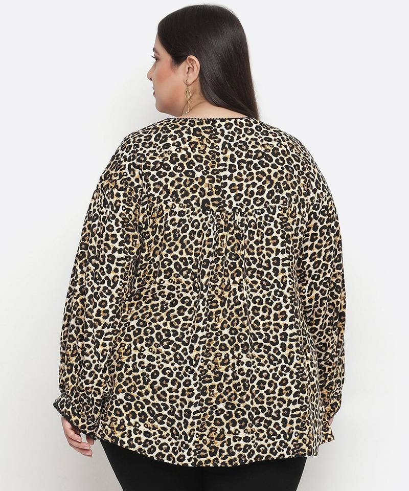 Leopard print plus size women top