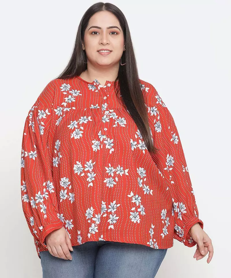 Mix of colors floral print pluss size women top