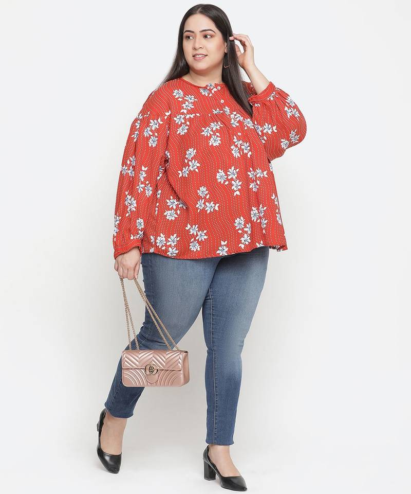 Mix of colors floral print pluss size women top