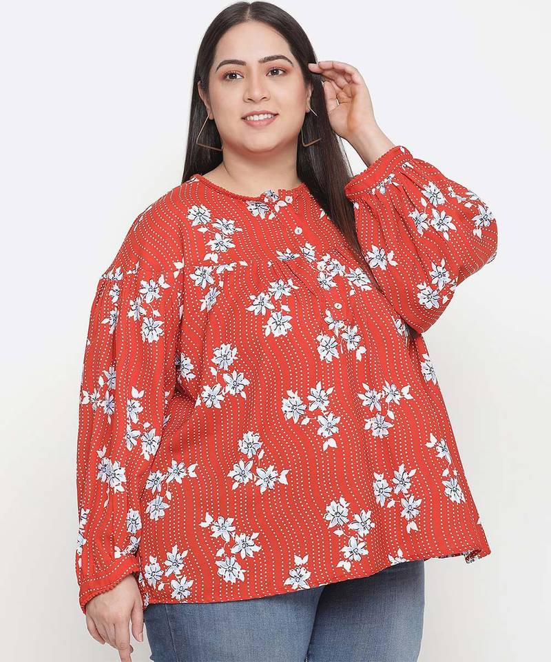 Mix of colors floral print pluss size women top