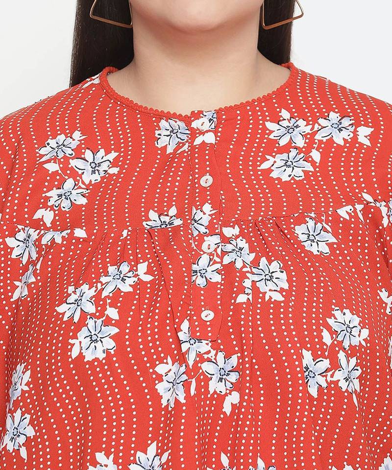 Mix of colors floral print pluss size women top