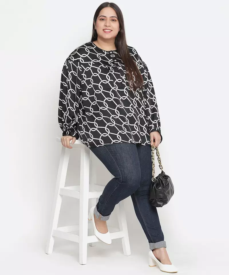 Avant Garade chain print plus size women top