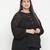 Sharp Balck Schiffli embroidery plus size women top