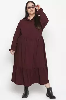 Runway solid wine stylish plus szie women dress