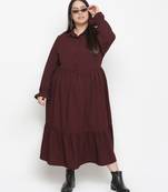 Runway solid wine stylish plus szie women dress