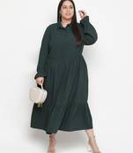 Adore solid green classy plus size women dress