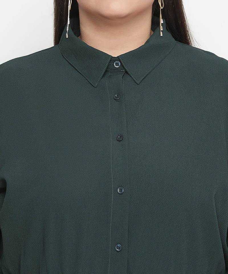 Adore solid green classy plus size women dress