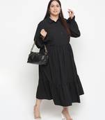 High class solid black plus size women dress