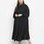 High class solid black plus size women dress