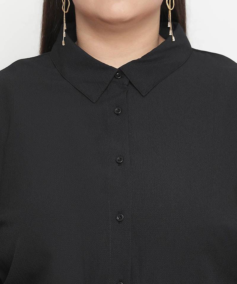 High class solid black plus size women dress