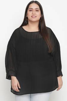 Panaro Solid black plus size women top